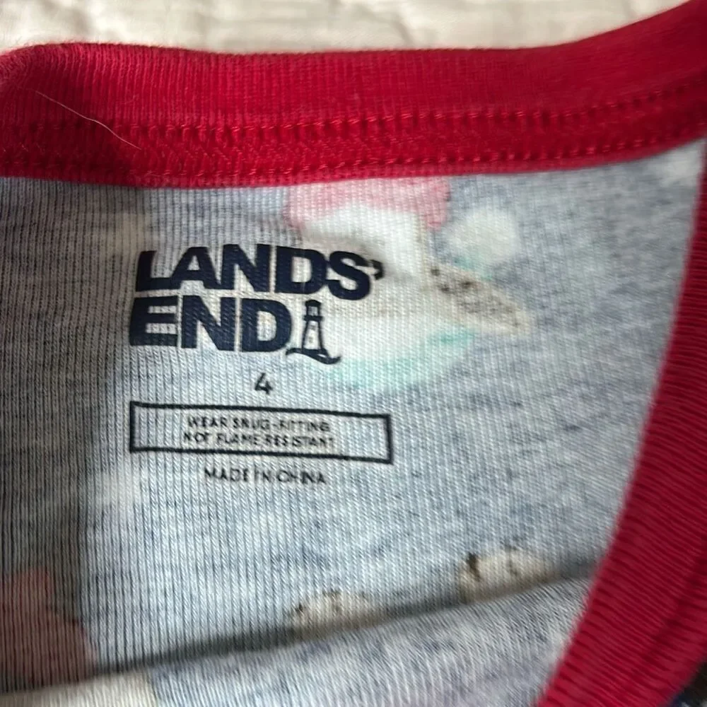 Lands’ End Dog Winter Sports Pajamas Sz 4 Unisex Sking Snowboarding